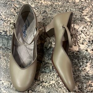 Capezio Tan Heels with Ankle Strap